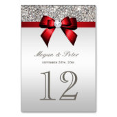Table Séquences d'argent Rouge Bow Mariage Numéro de tab (Dos)