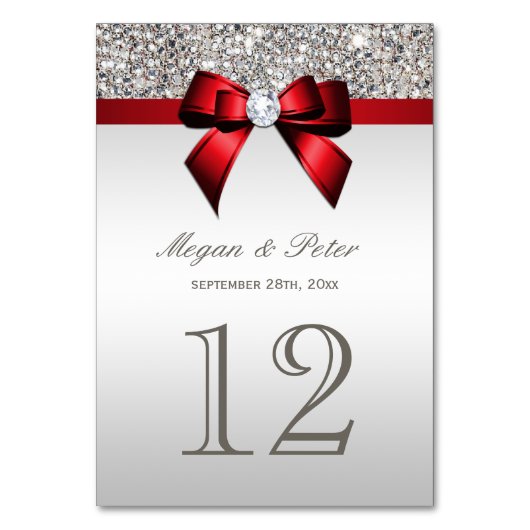 Table Séquences d'argent Rouge Bow Mariage Numéro de tab (Par défaut)