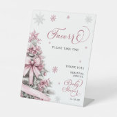 Table Signe de Baby shower rose de Noël d'hiver (Recto)
