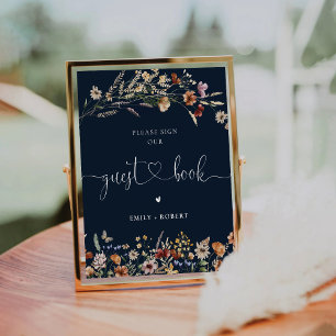Table SIGNE DE LIVRE D'INVITATION Fleur sauvage Bleu Mar