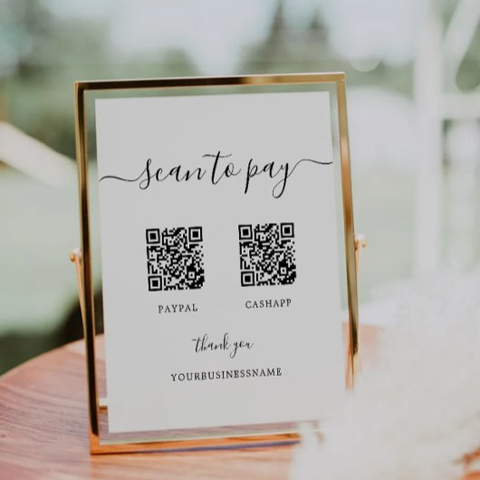 Table Signe de numérisation pour payer, Venmo, Cash App,