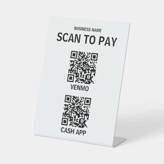 Table Signe de paiement de code QR sans contact, moderne (Recto)