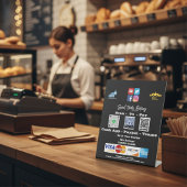 Table Signe de pupitre du code QR du paiement de l'analy