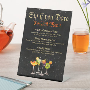 Table Signe de socle du menu Cocktail Halloween