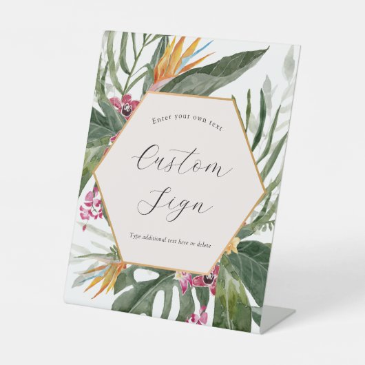 Table Signe de texte personnalisé floral tropical (Recto)