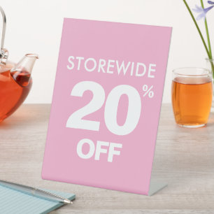 Table Signe de vente à l'échelle du magasin, 20% de rédu
