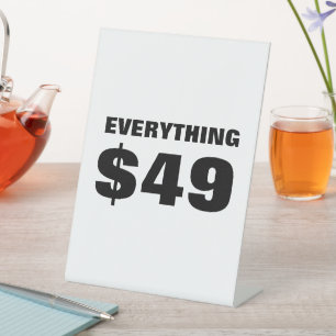Table Signe de vente de 49 $, Signe de prix de 49 $, Sig