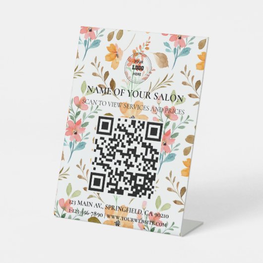 Table SIGNE DES SERVICES DE SALON DU Code QR Floral Whim (Recto)