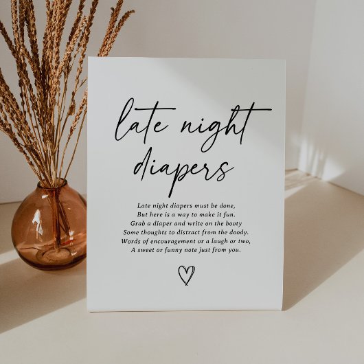 Table Signe moderne Baby shower de script Late Night Dia