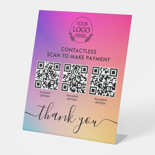 Table Signe Pedestal personnalisé avec paiement de code (Recto)