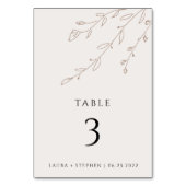 Table Simple Neutre Floral Beige Editable Numéro de tabl (Dos)