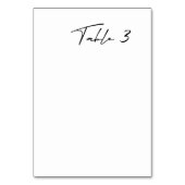 Table Simple Noir & Blanc Mariage moderne Numéro de tabl (Dos)