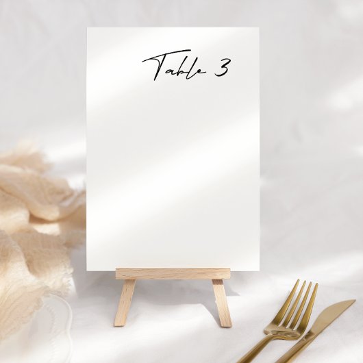 Table Simple Noir & Blanc Mariage moderne Numéro de tabl