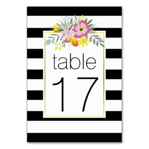 Table Stripes fleurs de folklore rose mariage numéro de