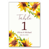 Table Sunflower Elegant Aquarelle Mariage Numéro de tabl (Par défaut)