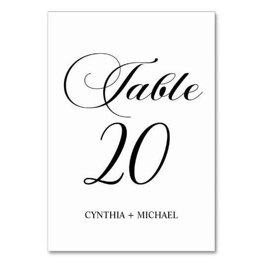 Table Tableau 20 Mariage de script moderne Numéro de tab (Par défaut)