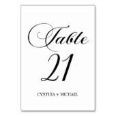 Table Tableau 21 Mariage de script moderne Numéro de tab (Dos)