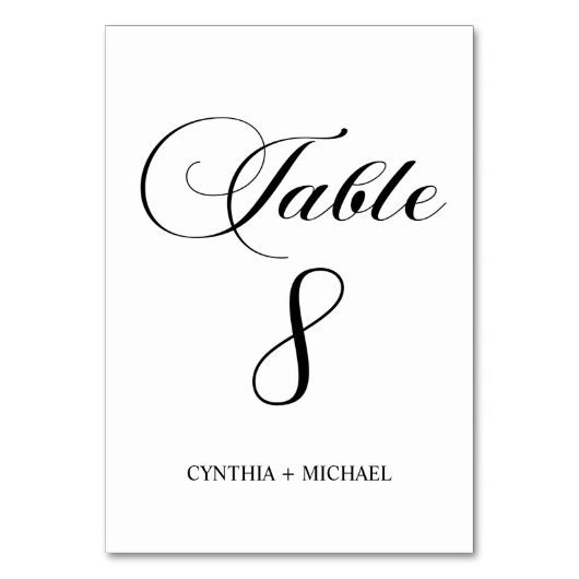 Table Tableau 8 Mariage de script moderne Numéro de tabl (Dos)