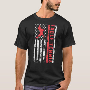 Table Tennis Cool American Flag Player T-shirt