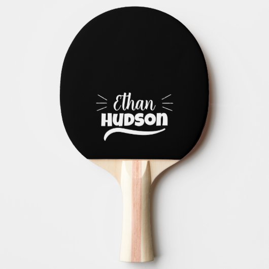 Table Tennis Player Name Logo Black and White Tafeltennisbatje (Voorkant)