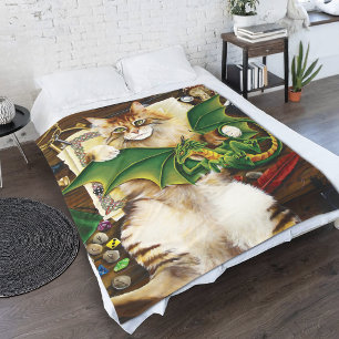 Table Top Gaming Dragon Cat Fleece Deken