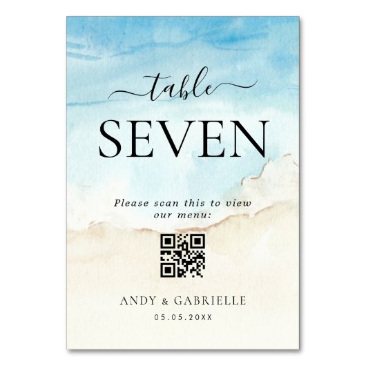 Table Tropical Beach QR Code Mariage Menu Numéro de tabl (Par défaut)