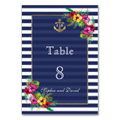 Table Tropical Floral Luau Navy Stripes Numéro de tablea (Dos)