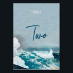 Table Watercolor Beach Monogramme Mariage Numéro de tabl<br><div class="desc">Une belle aquarelle plage océan vagues design mariage à thème avec des accents minimalistes et monogramme. Ce design est idéal pour tous les mariages du printemps, de l'été, de l'automne et de l'hiver. Un élégant design d'aquarelle de bord de mer dans un thème contemporain. Un design élégant de carte de...</div>