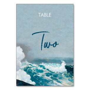Table Watercolor Beach Monogramme Mariage Numéro de tabl