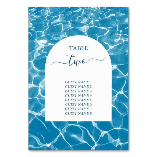 Table Watercolor Blue Ocean Beach Wedding Numéro de tabl (Par défaut)