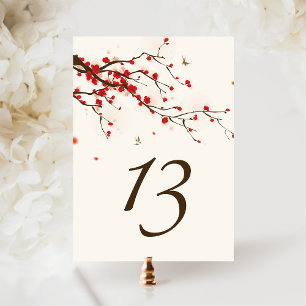 Table Watercolor Cherry Blossoms Floral Numéro de tablea