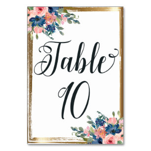 Table Watercolor Floral Calligraphie Numéro de tableau C