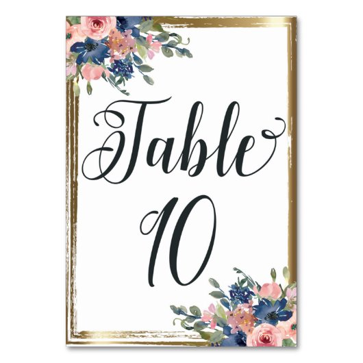 Table Watercolor Floral Calligraphie Numéro de tableau C (Par défaut)