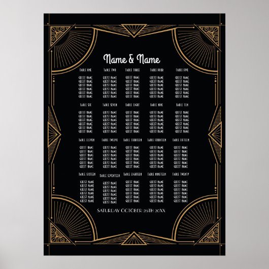 Table Wedding Gatsby Art Deco Poster 20 Zitplaatse (Voorkant)