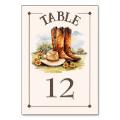 Table Western Country Cowboy Boots Mariage Numéro de tab (Par défaut)