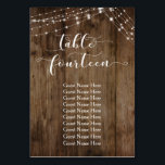 Table Wood & Lights Quatorze avec carte de nom d'i<br><div class="desc">Cette suite de designs rustiques et élégants pour mariage et événement présente quelques tendances design mariages populaires combinées de façon fraîche. Avec un riche arrière - plan en bois brun et deux cordes d'accents lumineux scintillants, j'ai combiné une belle police de script moderne pour rendre des graphiques représentant des mots...</div>
