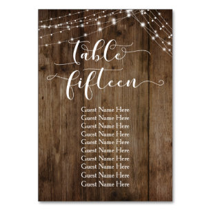 Table Wood & Lights Quinze avec carte de noms d'in