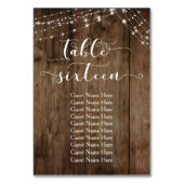 Table Wood & Lights Seize avec carte de nom d'invi (Dos)