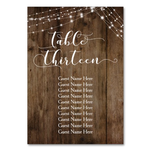 Table Wood & Lights Treize avec la carte de nom d' (Par défaut)