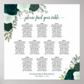 Tableau 10 Émeraude Vert Rose Mariage Siège (Devant)