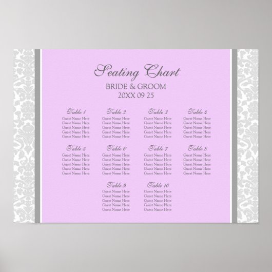 Tableau 10 Tables Lilac Gray Damask (Devant)
