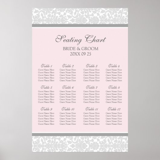 Tableau 12 Tableaux Gris rose Damas (Devant)