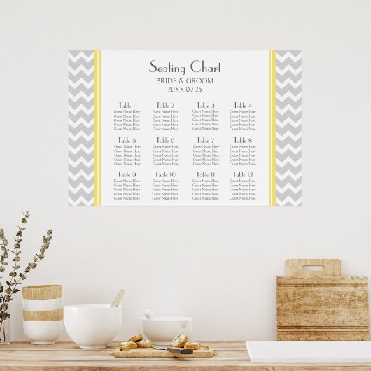 Tableau 12 Tables Chevron gris jaune (Cuisine)