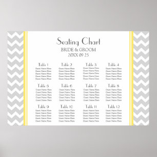 Tableau 12 Tables Chevron gris jaune