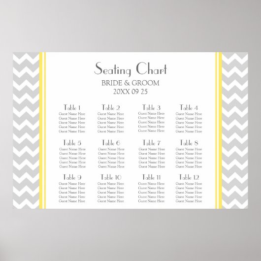 Tableau 12 Tables Chevron gris jaune (Devant)