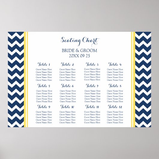 Tableau 12 Tables Chevron jaune bleu (Devant)