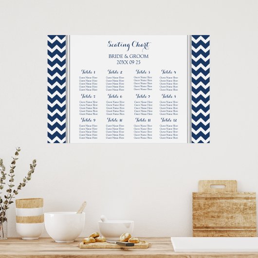 Tableau 12 Tables Gris Bleu Chevron (Cuisine)