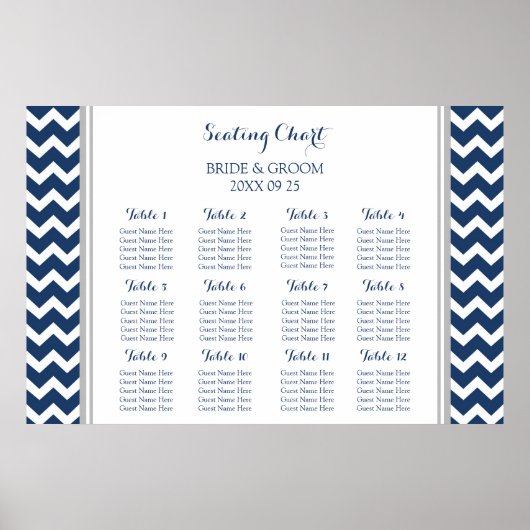 Tableau 12 Tables Gris Bleu Chevron (Devant)