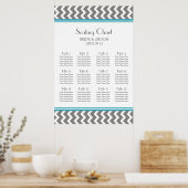 Tableau 12 Tables Turquoise Gris Chevron (Cuisine)