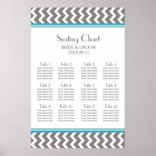 Tableau 12 Tables Turquoise Gris Chevron